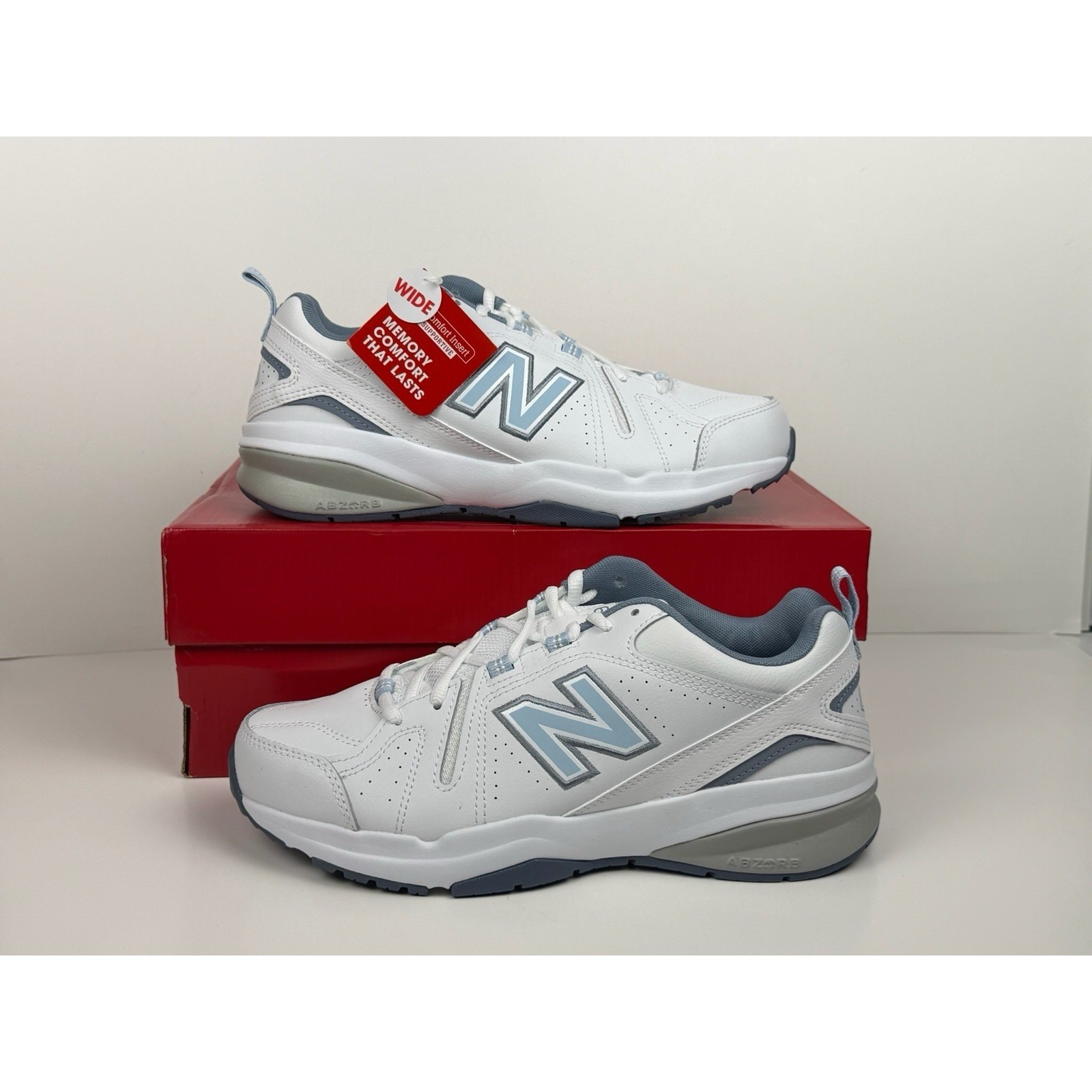 New Balance 608v5 Training Shoe Women's Size 9.5 D Wide White/Blue Wx608wb5